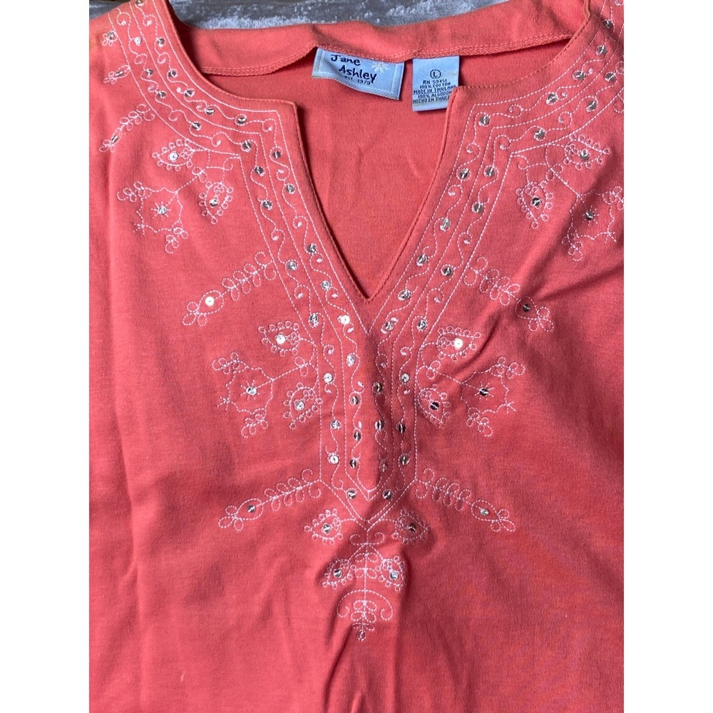 Jane Ashley Shirt Womens Large embroidered Mature Career Lifestyle Everyday - Picture 2 of 6